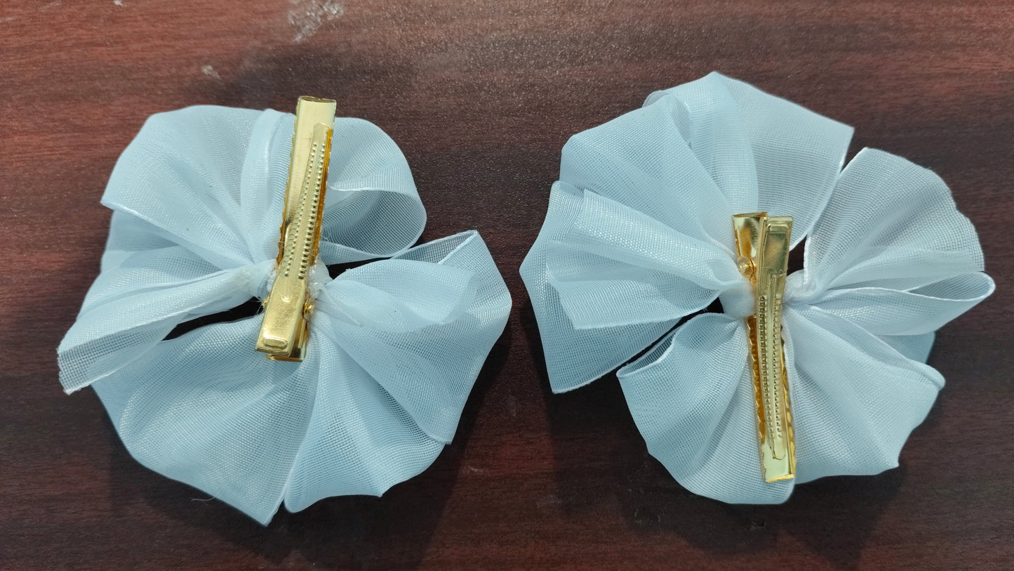 Readymade School Ribbons Alligator clip type White Colour 1 Pair