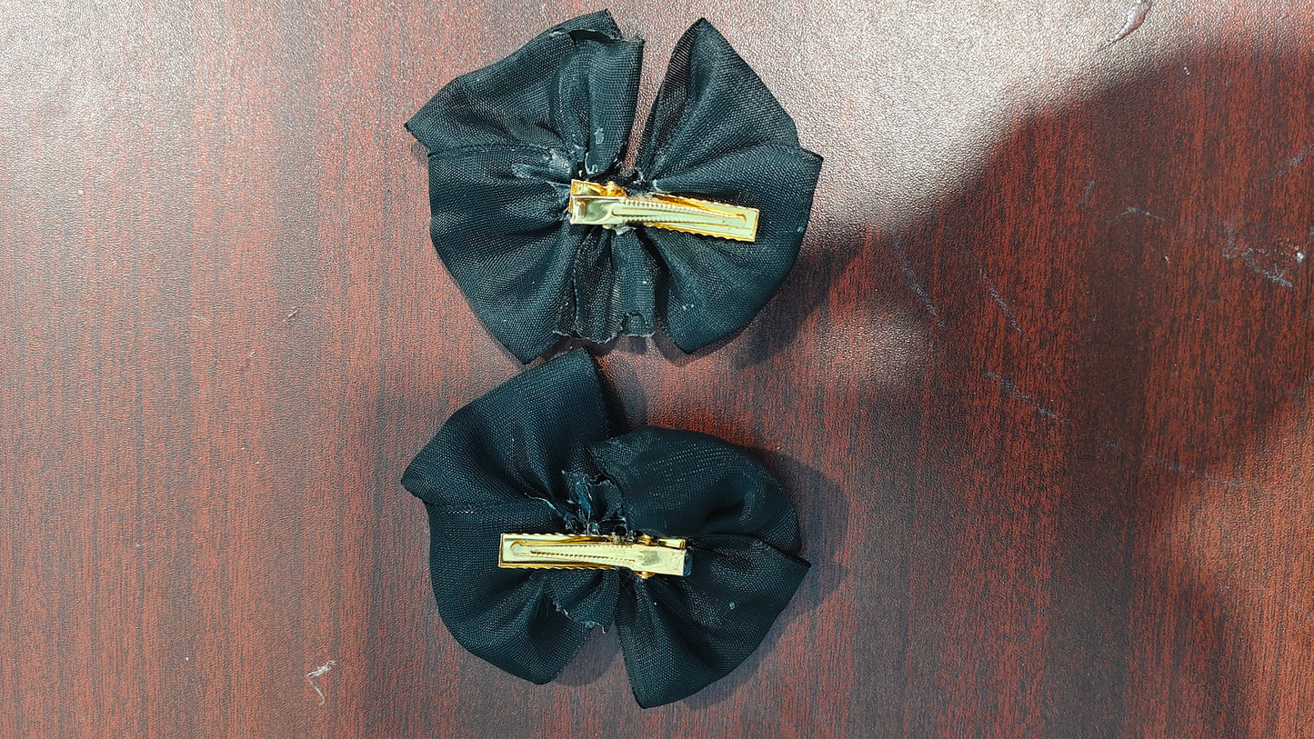 Ready made school ribbons Black Colour Alligator Clip 1 Pair