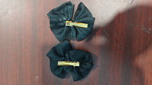 Ready made school ribbons Black Colour Alligator Clip 1 Pair