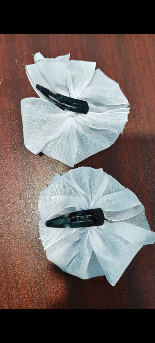 Readymade school ribbon White Colour tic tac clip 1 Pair