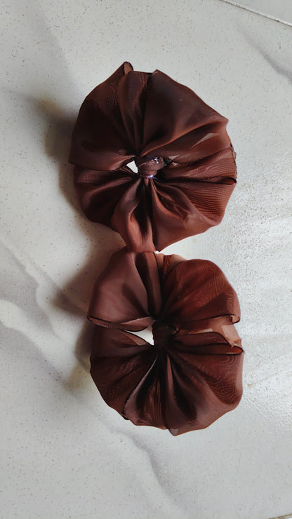 Readymade school ribbon brown colour 1 pair